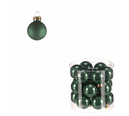 Kulaté skleněné ozdoby - pr. 3 cm, zelené, cena za balení (18 ks)