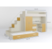 Vyvýšená postel PARADISE 5, Bílá Žlutá mat