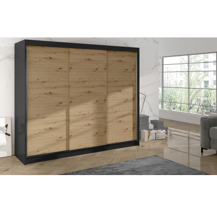 Skříň Debora II 200 - černá/dub artisan