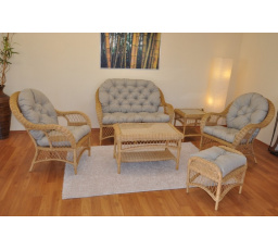 Ratanová sedací souprava Florida medová - polstry tmavě béžový melír