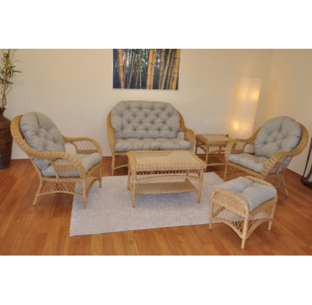 Ratanová sedací souprava Florida medová - polstry tmavě béžový melír