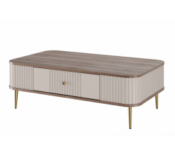 Konferenční stolek Vesper, kašmír / ořech / zlaté nohy