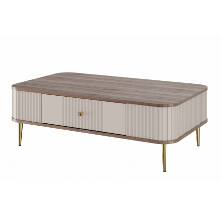 Konferenční stolek Vesper, kašmír / ořech / zlaté nohy