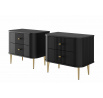 Sada nočních stolků Vesper, černá / zlaté nohy