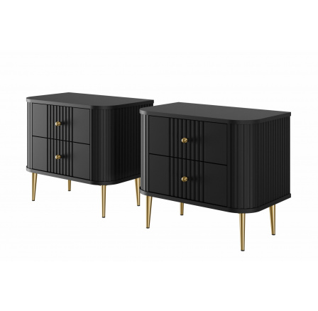 Sada nočních stolků Vesper, černá / zlaté nohy