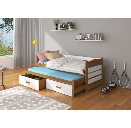 Dvojlůžko s matracemi TIARRO 180x80 Oak+White