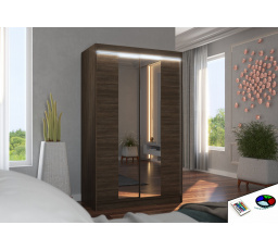 Posuvná skříň se zrcadlem a LED osvětlením MARVIN 120 Choco+Choco