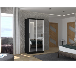 Posuvná skříň se zrcadlem NEVIO 100 Černá+Bílá