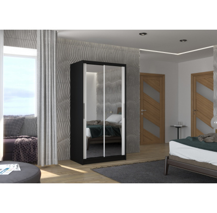 Posuvná skříň se zrcadlem NEVIO 100 Černá+Bílá Posuvná skříň se zrcadlem NEVIO 100 Černá+Bílá