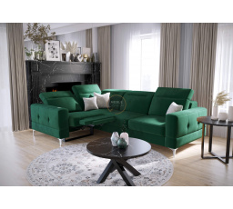 Rohová sedací souprava MALIBU , relax s funkcí spaní 185x250 cm - zelená , levá