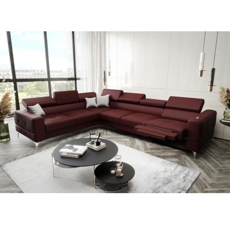 Rohová Kožená sedací souprava s funkcí spaní a , relaxU - TOSCANIA MAX 320x250 cm - levá, přírodní kůže - volitelná barva