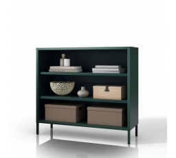 Nízký kovový regál lahvově zelený Moderní LUCA, 1000 x 900 x 350 mm