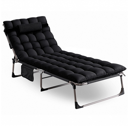 Zahradní Lehátko Polní Postel VENUS Černé