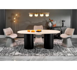 JULIUS oválný stůl, deska - světlý travertin, nohy - černé (3p=1ks)