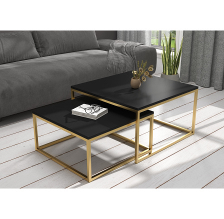 Konferenční stolek 2v1 KAMA Zlatý+Černý