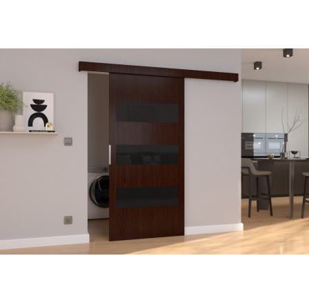 Posuvné dveře na stěnu ARES 106 Wenge+Black Lacobel