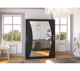 Posuvná skříň se zrcadlem MODESTO 150 Černá+Černá