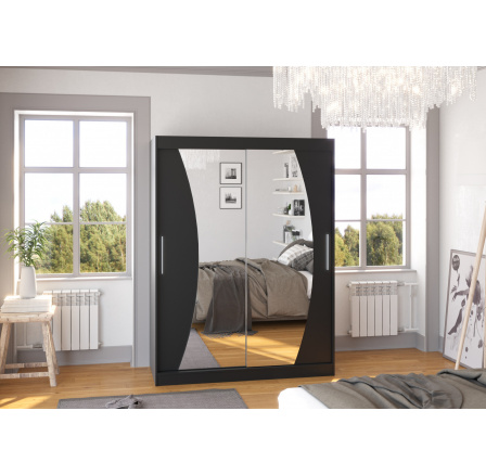 Posuvná skříň se zrcadlem MODESTO 150 Černá+Černá