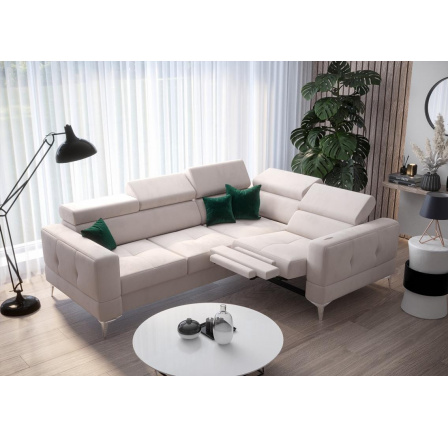 Rohová sedací souprava TOSCANIA , relax s funkcí spaní 185x250 - béžová, pravá