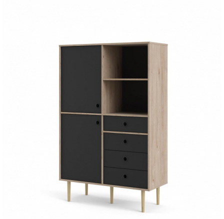 Regál RUBY 2d4s, Hickory/Černá Regál RUBY 2d4s, Hickory/Černá