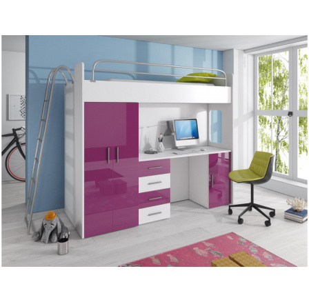 Patrová postel PARADISE 4D, Fialová