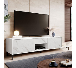 TV komoda MARMO 2D1S1K, bílá / bílý mramor
