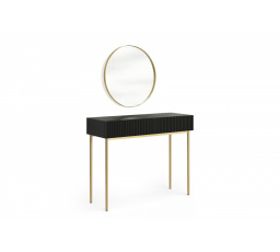 NICOLE TOALETKA 100 2SZ - černý mat / zlatý rám + NICOLE ZRCADLO 60 - zlaté