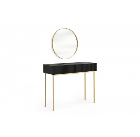 NICOLE TOALETKA 100 2SZ - černý mat / zlatý rám + NICOLE ZRCADLO 60 - zlaté