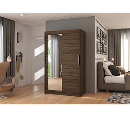 Posuvná skříň se zrcadlem BARIO 120 Choco+Choco