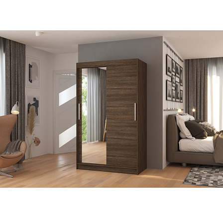 Posuvná skříň se zrcadlem BARIO 120 Choco+Choco Posuvná skříň se zrcadlem BARIO 120 Choco+Choco