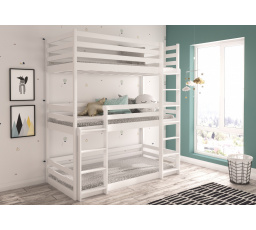 Třílůžková patrová postel s matracemi TEDRO 200x90 Bílá