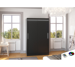 Posuvná skříň s LED osvětlením COLLIN 120 Černá+Černá
