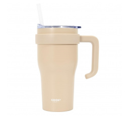 Termohrnek s uchem a brčkem Miami 600ml béžový