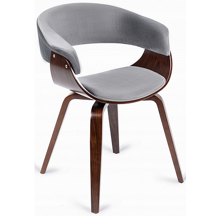 Židle GARY Sametová Šedá/Ořech