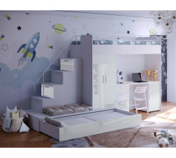 Vyvýšená postel PARADISE 5, Bílá Bílá Lesk