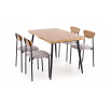 Jídelní stůl sada DICKY, přírodní / černá / šedá