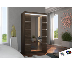 Posuvná skříň se zrcadlem a LED osvětlením GENUA 120 Choco+Choco