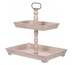 Etažér dřevěný - dvě patra, bílá barva