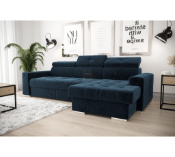 Rohová sedací souprava s funkcí spaní MARGO 160x250 - modrá , pravá