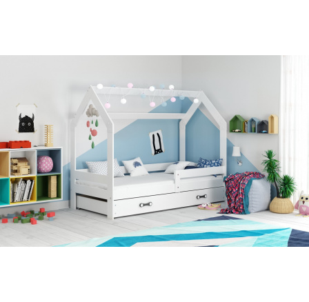 Postel Domek se šuplíkem 160 x 80, Bílá Postel Domek se šuplíkem 160 x 80, Bílá