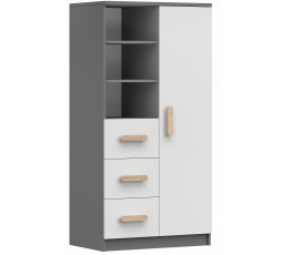 Regál 80 3S1D SMYK II - 05, Šedá/Bílá/Sonoma