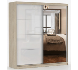 Šatní skříň MULTI 35 - 203 cm, Dub Sonoma/Bílý Lesk