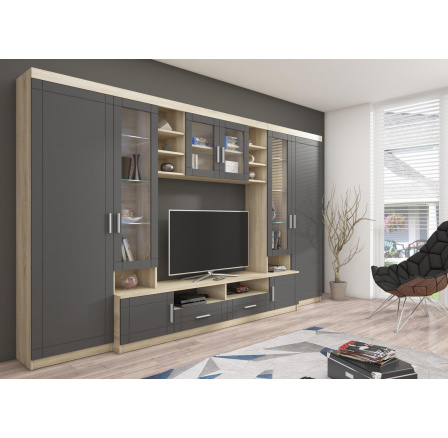 Bytová stěna Parker dub sonoma/grafit