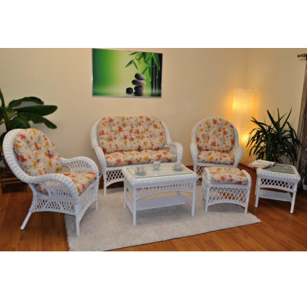 Ratanová sedací souprava Florida - polstry motiv květiny Ratanová sedací souprava Florida - polstry motiv květiny
