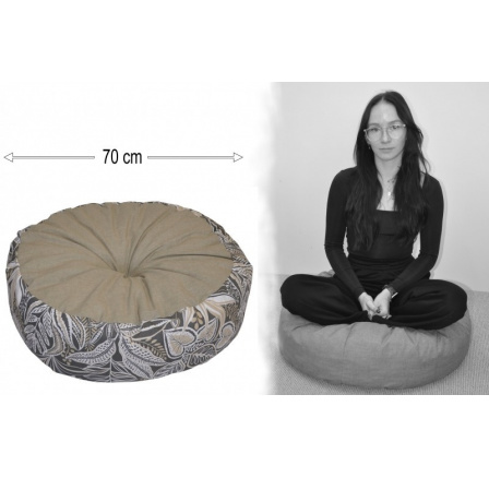 Polštář sedací průměr 70 cm - listy na tmavé