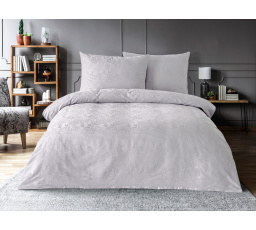 Luxusní žakárové povlečení 200x200, 70x90cm listy světle šedé