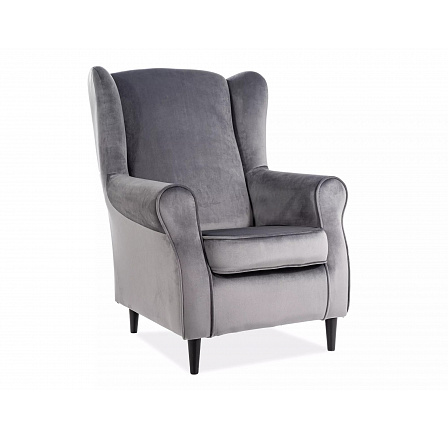 Křeslo BARON Velvet, šedý Bluvel 14/wenge Křeslo BARON Velvet, šedý Bluvel 14/wenge