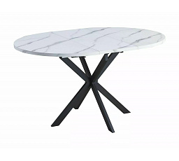 Jídelní stůl GASTON 100 , Efekt bílého mramoru/Černý mat