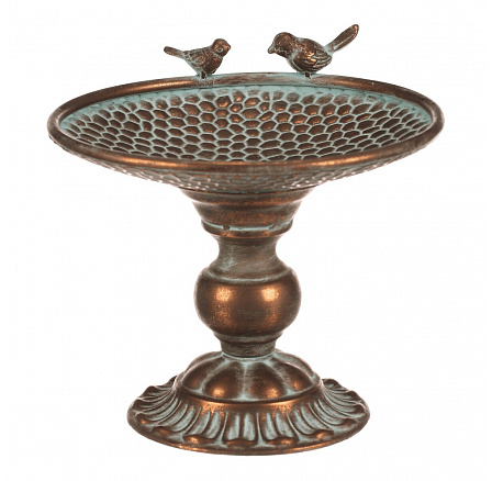 Stojan kovový - 24 cm, aranžovací, s ptáčky, měděný