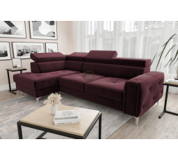 Rohová sedací souprava s funkcí spaní ORION 165x255 - bordó, levá